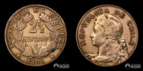 Chile, Santiago. 2 ½ Centavos 1906