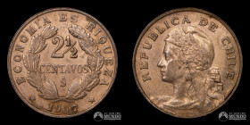 Chile, Santiago. 2 ½ Centavos 1907