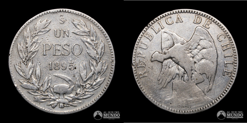 Chile. Santiago. 1 Peso 1895. Plata 835. 35 mm. 19,28 g. KM 152.1 (VF)

Estima...