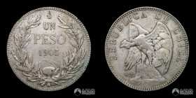 Chile, Santiago. 1 Peso "Condor". 1905.