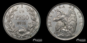 Chile, Santiago. 1 Peso "Condor". 1915.