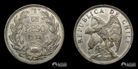 Chile, Santiago. 1 Peso "Condor". 1922.