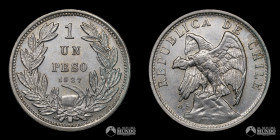 Chile, Santiago. 1 Peso "Condor". 1927. Nota: Sin marca de ceca; mula.