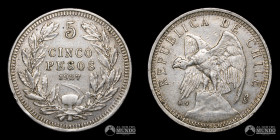 Chile, Santiago. Ensayo de 5 Pesos "Cola de Chancho". 1927.
