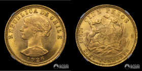 Chile, Santiago. 100 Pesos "Libertad". 1926. NGC MS63. Oro.