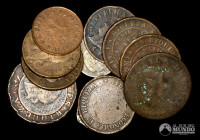 Chile. Lote de quince monedas de cobre y cuproniquel: ½ Centavo 1851-73, 1 Centavo 1835-98, 2 Centavos 1883-94, 2 ½ Centavos 1886-1908.