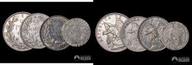 Chile, Santiago. Lote de cuatro monedas de plata a catalogar.