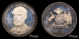 Chile, Santiago. 5 Pesos. 1968. Conmemorativa: Sesquicentenario de la Escuela Naval.