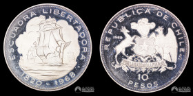 Chile, Santiago. 10 Pesos. 1968. Conmemorativa: Escuadra Libertadora.