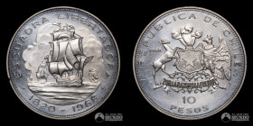 Chile, Santiago. 10 Pesos. 1968. Conmemorativa: Escuadra Libertadora.