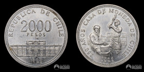 Chile, Santiago. 2.000 Pesos. 1993. Conmemorativa: 250 Años de la Casa de Moneda.