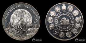 Chile, Santiago. 10.000 Pesos. 1991. Conmemorativa: Encuentro de Dos Mundos.