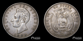 Ecuador. 1 Sucre 1888 (ceca de Santiago).