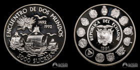 Ecuador. 5.000 Sucres. 1991. Conmemorativa: Encuentro de Dos Mundos.