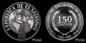 El Salvador. 150 Colones. 1992. Conmemorativa: Encuentro de Dos Culturas. INCLUYE ESTUCHE.