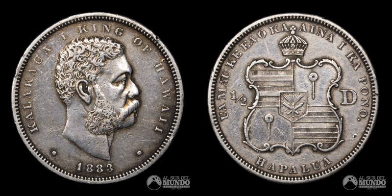 Reino de Hawai, ceca de San Francisco (Estados Unidos). ½ Dolar 1883. Reinado de...