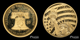 Islas Cook. 5 Dolares (Isabel II). Conmemorativa: Homenaje a los Estados Unidos.