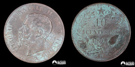 Italia, Turin. 10 Centesimos. 1867 (Victor Manuel II).