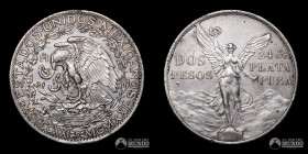Mexico, Ciudad de Mexico. 2 Pesos 1921. Conmemorativa: Centenario de la Independencia.