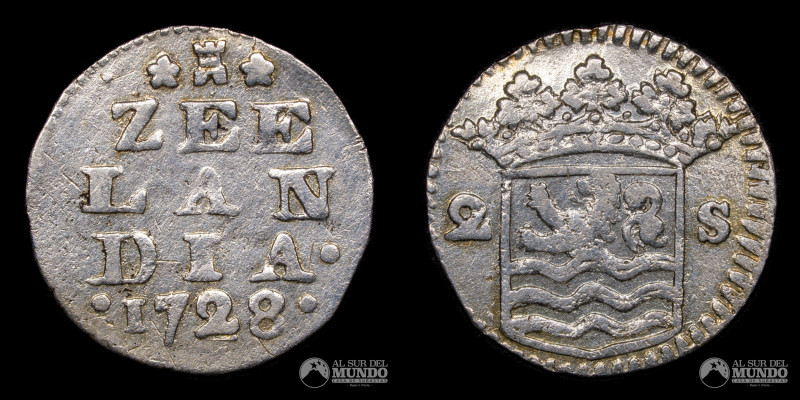 Paises Bajos, provincia de Zelanda, ceca de Middelburg. 2 Stuivers. 1728. Anvers...