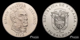 Panama. 20 Balboas. 1974. Conmemorativa: Simon Bolivar.