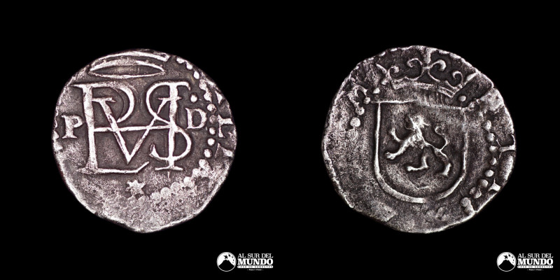 Peru, ceca de Lima. ¼ de Real. 1577. Ensayador: D (Diego de la Torre). Reinado d...