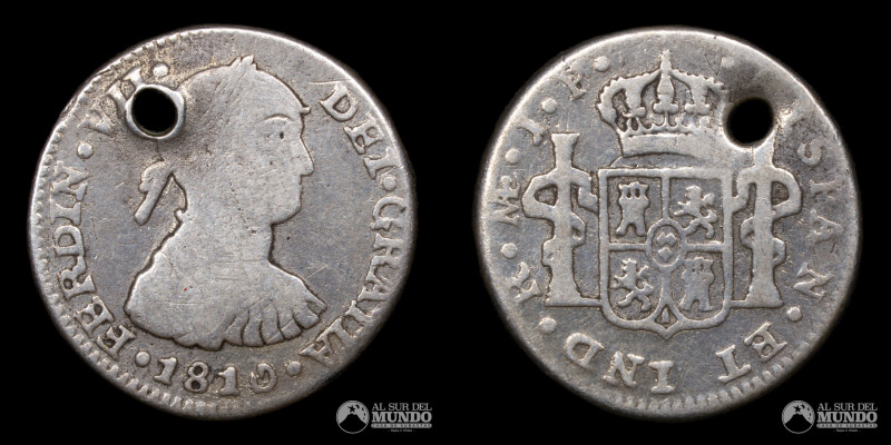 Peru, ceca de Lima. ½ Real. 1810. Ensayadores: JP (Juan Martinez de Roxas, Pablo...