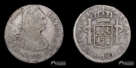 Peru, Lima. 1 Real. 1792 (Carlos IV). IJ.