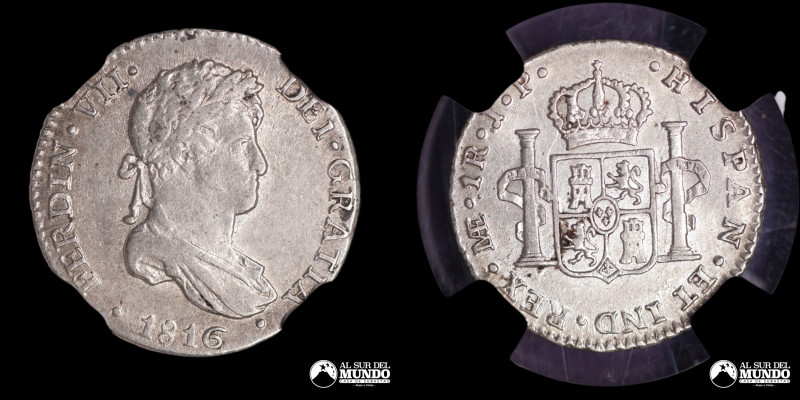 Peru, ceca de Lima. 1 Real. 1816. Ensayadores: JP (Juan Martinez de Roxas, Pablo...