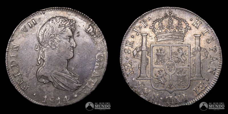 Peru, ceca de Lima. 8 Reales. 1814. Ensayadores: JP (Juan Martinez de Roxas, Pab...