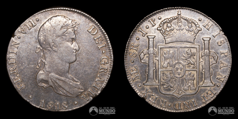 Peru, ceca de Lima. 8 Reales. 1818. Ensayador: JP (Juan Martinez de Roxas, Pablo...