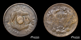 Peru, Lima. 2 Centavos. 1878. Contramarca "ME" a investigar.
