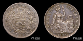 Peru, Lima. ½ Dinero. 1912. FG.