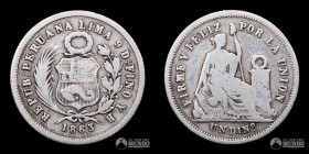 Peru, Lima. 1 Dinero. 1863. YB.