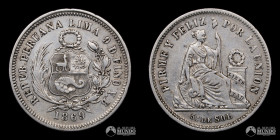 Peru, Lima. ⅕ de Sol. 1869.