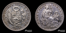 Peru, Lima. ⅕ de Sol. 1916. FG.