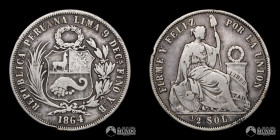 Peru, Lima. ½ Sol. 1864.