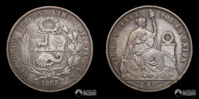 Peru, Lima. ½ Sol. 1865. YB.