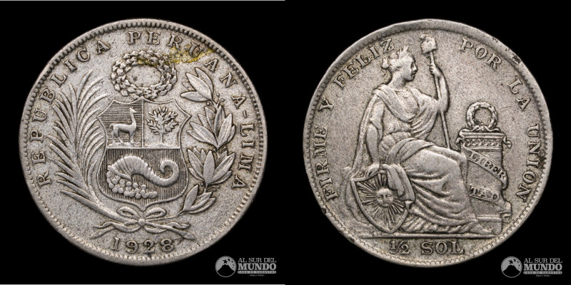 Peru. Republica. 1/2 Sol 1928. Plata 500. 30 mm. 12,59 g. KM 216 (VF)

Estimat...