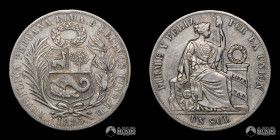 Peru, Lima. 1 Sol. 1885. RD.