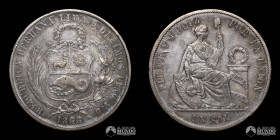 Peru, Lima. 1 Sol. 1868. YB.