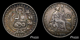 Peru, Lima. 1 Sol. 1870. YJ.