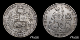 Peru, Lima. 1 Sol. 1873. YJ.