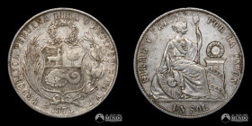 Peru, Lima. 1 Sol. 1875. YJ.