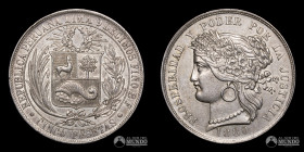 Peru, Lima. 5 Pesetas 1880. BF.