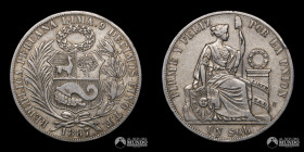 Peru, Lima. 1 Sol. 1887. TF.
