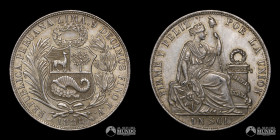 Peru, Lima. 1 Sol. 1888. TF.