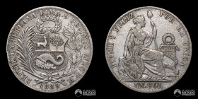 Peru, Lima. 1 Sol. 1889. TF.