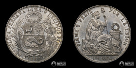 Peru, Lima. 1 Sol. 1892. TF.