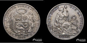 Peru, Lima. 1 Sol. 1893. TF.